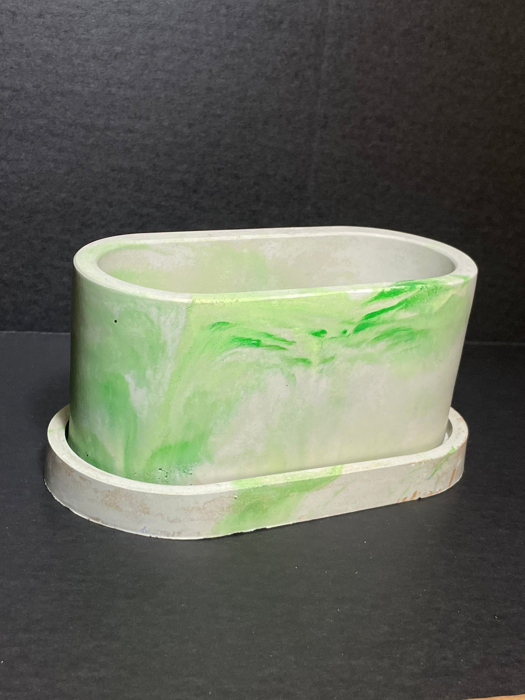 Green Marbled Horizontal Concrete pot