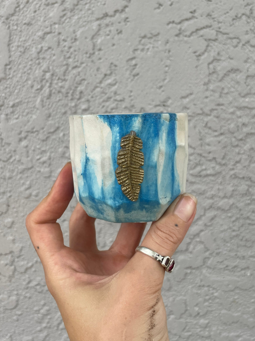 Blue Feather Mini Pot